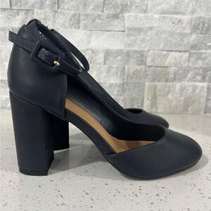 Journee Collection Navy Blue Ankle Strap Heels